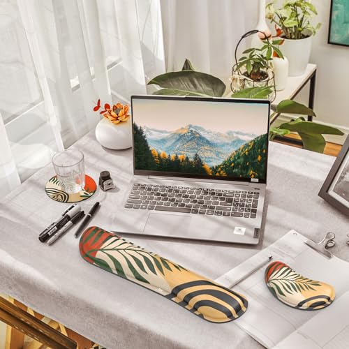 Image of Gimars Enlarge Silky and Superfine Fabric Gel Memory Foam Keyboard Wrist Rest Set, Ergonomic Keyboard Mouse Wrist Support for Typing Pain Relief, Comfort for Office, Gaming, Computer-Morandi Orange