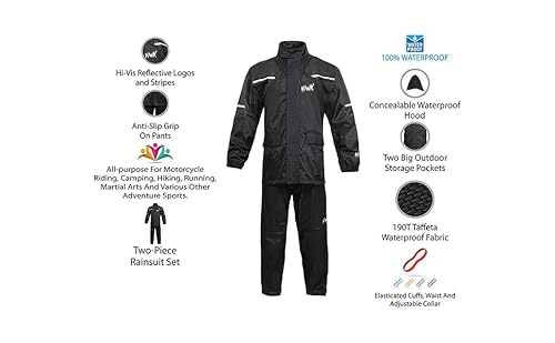 Hwk Motorcycle Rain Suit For Men And Women, Two-Piece Waterproof Motorcycle Rain Gear thumb #1