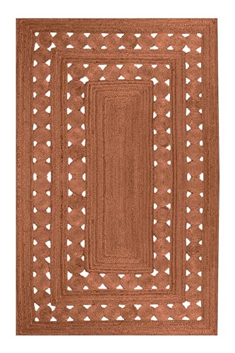 Tapis de couloir en jute résistant au fort passage, modèle Kilim marron 61x300 cm