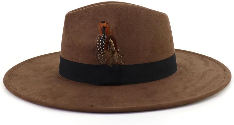LIDHAY Big Wide Brim Fedora Hats for Women Men Western Suede Hat Panama Hat Outdoor Hats - Image 4