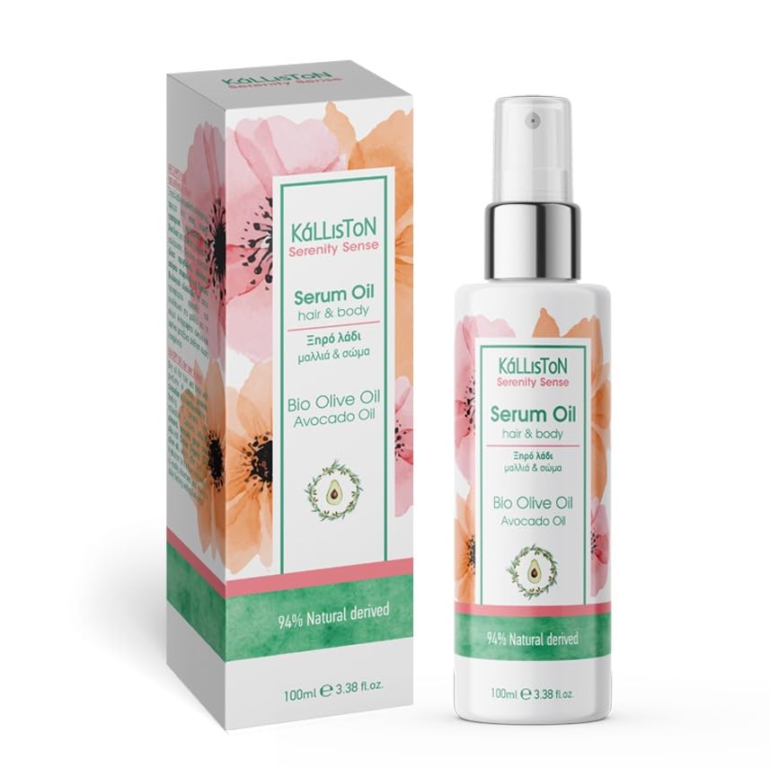 Kalliston, Serenity Hair and Body Serum, Hydration, Moisturizing, & Exfoliating, Cruelty Free, Organic Spray Bottle, 3.38 ounces