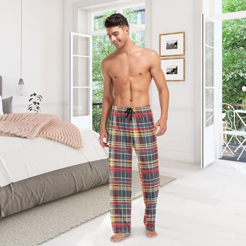 Men's Pajama Pants Plaid Pattern Geometric PJ Bottoms with Pockets, Sleepwear & Lounge Sleep Pants for Men3