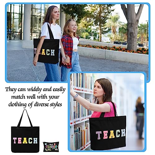 Image of Silkfly 2 Pcs Teacher Tote Bags Kit - Teacher Tote Bags and Makeup Bag