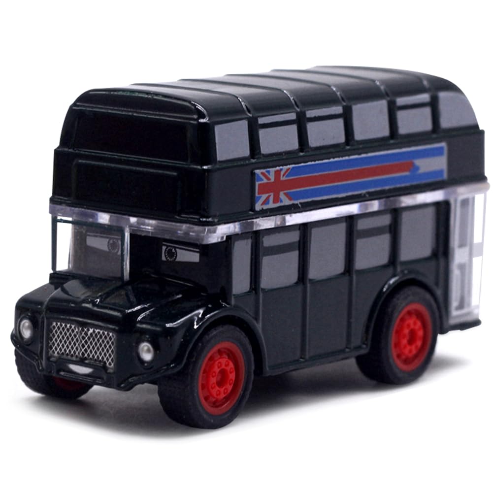 Classic Bus Double Decker Red Bus Models Toy, Alloy Diecast Pull Back Alloy Toy Vehicles,Metal Die Cast Free Wheeling Action Toy,Models City Cars Accessories ModelsToy for Kids and Collectors-Black