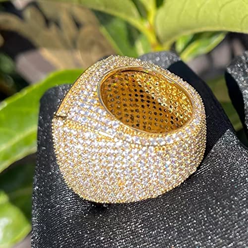 Silverdia Iced Out Diamond Ring Hip Hop Ring 3 Ct Round Diamond Men's Jewelry Statement Biker Ring 14K Gold Finish Diamond Ring Championship Bling Rapper Customized Ring Birthday Gift For Him #TOP3