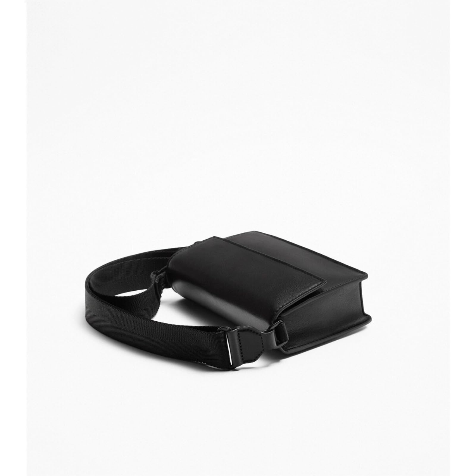 Borsa A Tracolla Donne Flap Crossbody Spalla Rettangolare Regolabile Wide Strap Casual Giornaliera-Black