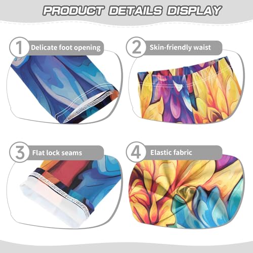 Bolaz Toddler Girls Leggings Printed Yoga Pants Leggings Blue Yellow Chrysanthemum for Kids3