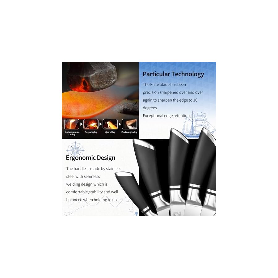 XYJ-Authentic-Since-1986-Professional-Kitchen-Knife-Block-Set-Stainless-Steel-Japanese-Knives-Set-With-Knife-Block-Holder-Scissors-Paring-Boning-Steak-Slicing-Bread-Chef-Knife-for-Home-Kitchen XYJ Authentic Since 1986, Professional Kitchen Knife Block Set, Stainless Steel Japanese Knives Set With Knife Block Holder, Scissors, Paring Boning Steak Slicing Bread Chef Knife for Home Kitchen