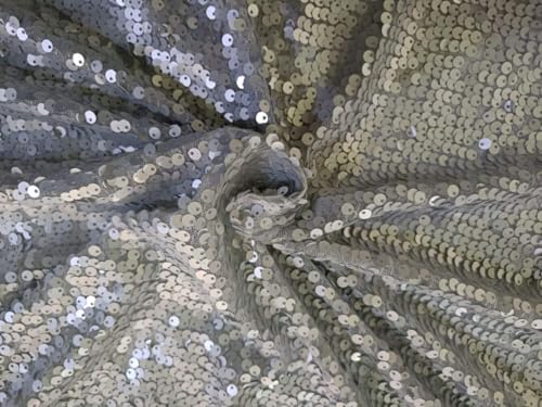 Tissu filet sequins argentés Lycra doré idéal robe de soirée