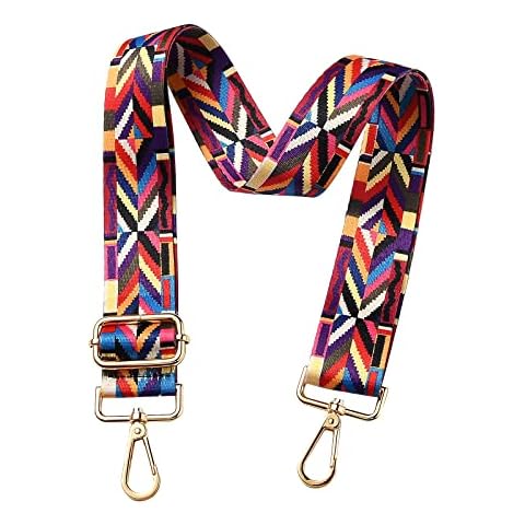 BEEFLYING 1Pc Geometric Pattern Adjustable Shoulder Strap Replacement Belt Crossbody Canvas Purse Strap Replacement Nylon Bag Straps for Bag Replacement Repairing Accessories Cover