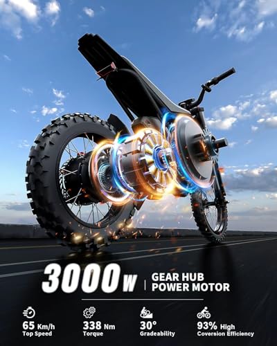 Image of GT73 / GT54 Electric Dirt Bike for Adults Teens - 3000W / 2500W Motor 50 /37 MPH High-Speed, 25 inch /14 inch Fat Tires & Dual Removable Battery(60V /48V) | All-Terrain Off-Road eBike for Snow, Sand