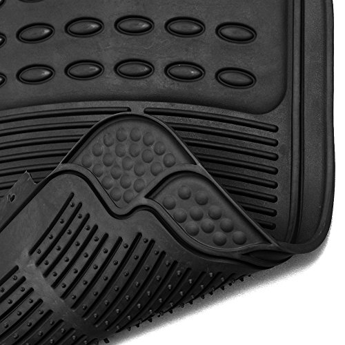 Oxgord 4Pc Rear Set Diamond Rubber Floor Mats, Universal Fit Mat For Suvs Vans- Rear Driver Passenger Side, Rear Runner And Trunk Liner Black #TOP2