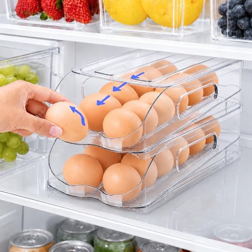 Image of SMRCAD 12-Egg Dispenser with Silicone Bumpers, Auto-Rolling, Stackable