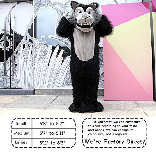 Deluxe Gray Wolf Mascot Costume Adult Size For Men & Women Height 5'7" To 5'11" With Built-In Fan Inside The Head #TOP6