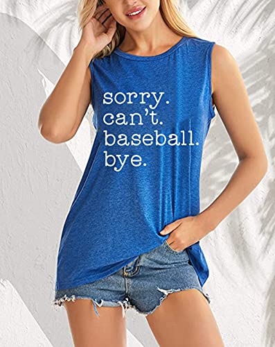 Sorry Can't Baseball Bye Tank Tops Women Funny Graphic Baseball Tanks Summer Casual Sleeveless Sports Tee Shirts (Blue, S) #TOP1