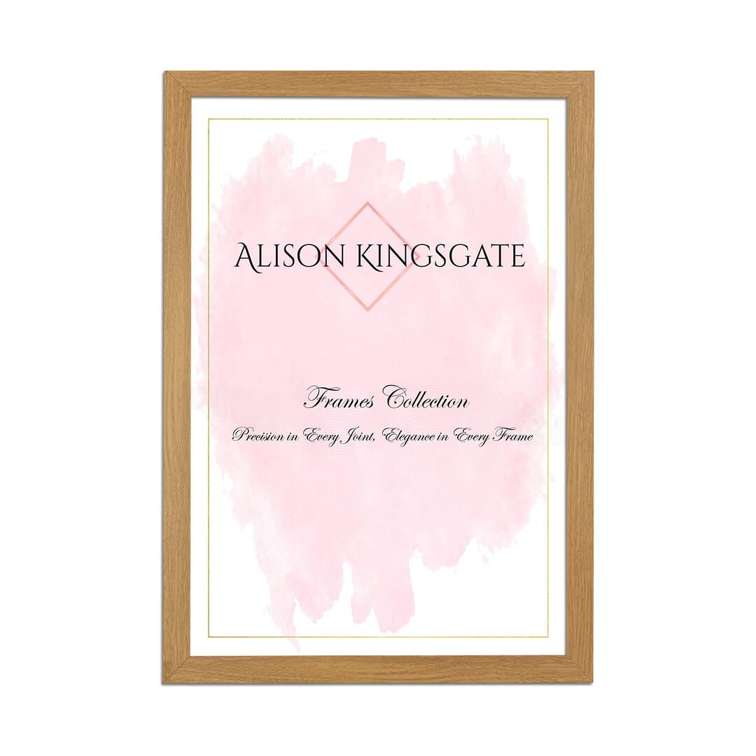 Alison Kingsgate Sleek 14X11 Picture Frame - Engineered Wood with Shatterproof Perspex Front -Perfect for Photos, Posters, Certificates -Suitable for Wall Mount or Tabletop Display - Oak