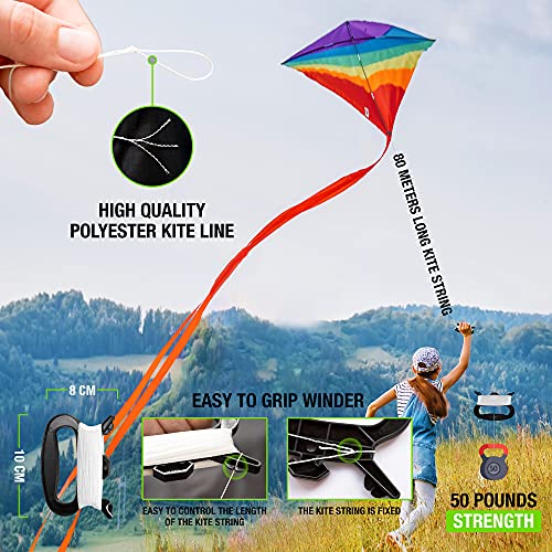 𝐀𝐆𝐑𝐄𝐀𝐓𝐋𝐈𝐅𝐄 Large Diamond Kite for Kids Ages 812 & 48, Classic Kite