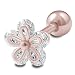 1 Piece 16g 1/4 Cartilage Earring Stud Flower Barbell Forward Heilix Tragus Lobe Auricle Cartilage Bar Surgical Steel CZ - RG AAXJ