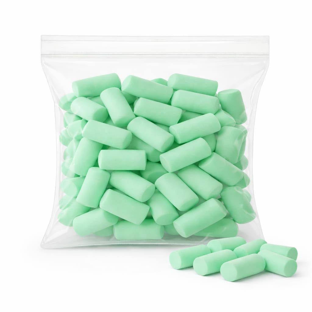 38dB Foam Ear Plugs – Green – 25 Pack – Soft Noise Cancelling Earplugs for Sleep, Study, Travel & Work