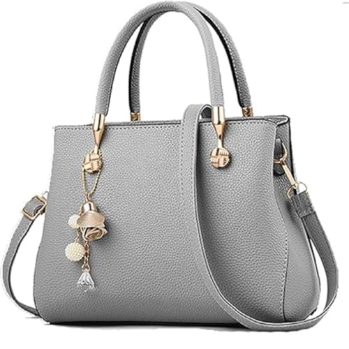 Bolsa Feminina Baú Média Tote Alça De Mão E Transversal (CINZA)