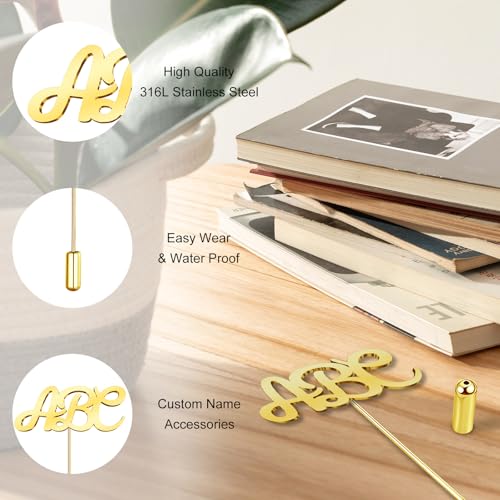 Image of Custom Lapel Pin for Women Men - Name Brooch Pin Personalized Stainless Steel for Wedding Business Party - Gold /Silver /Black Customized Jewelry Gifts