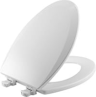 Bemis 1500EC 390 Lift-Off Wood Elongated Toilet Seat, Cotton White - Easy Clean Hinges, Durable High-Gloss Finish