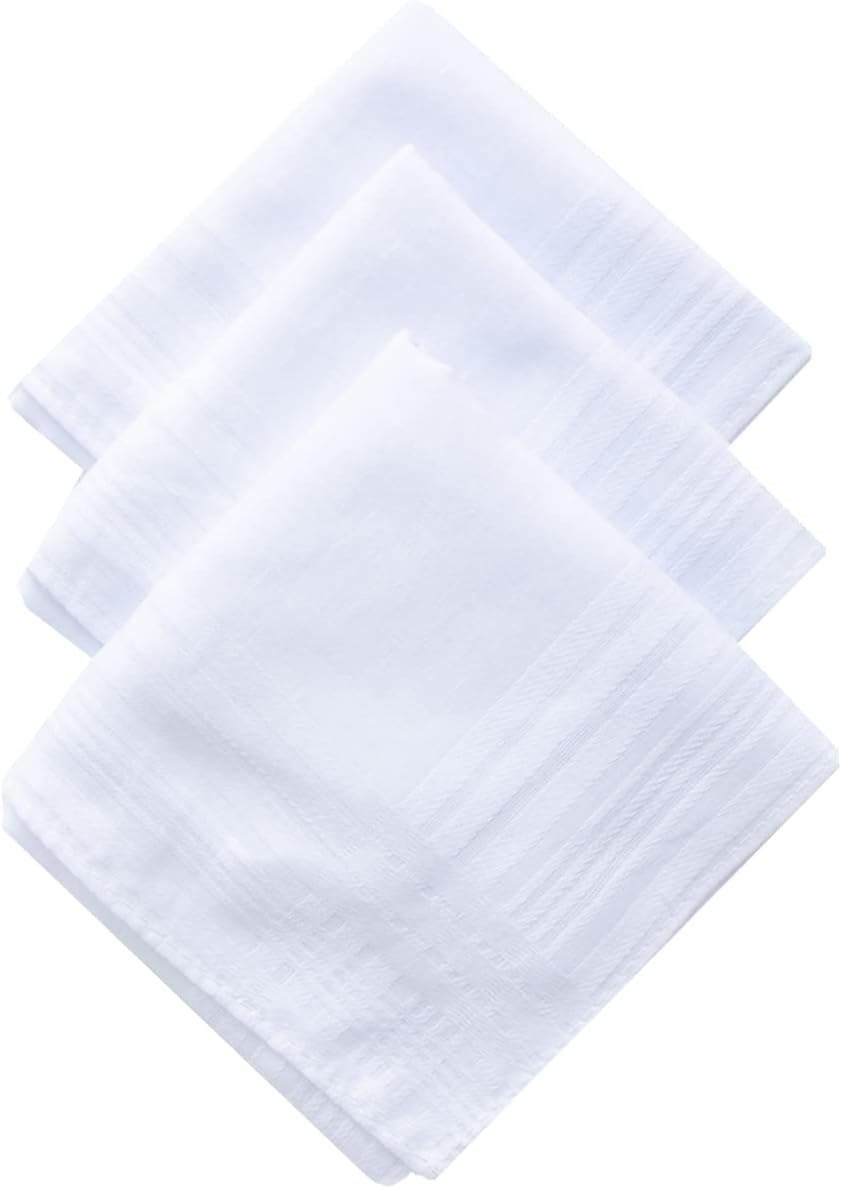 Men's Pure Cotton Handkerchief White Hankies