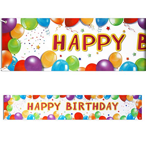 Image of Letjolt Happy Birthday Banner Balloon Sign Huge Party Supplies 6 Feet | Birthday Party Decoration Supplies Colorful Fence Outdoor Giant Flags Photo Prop Backdrop Outside