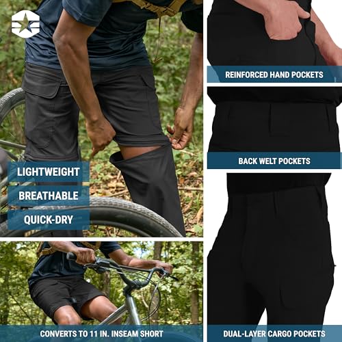Propper Men's Summerweight Zip Off Tactical Pant, Cargo Pants, Pants to Tactical Shorts, UPF 50, Black, 30x30 by Propper - Used condition - Image 2