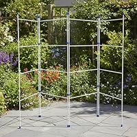 4 Fold Clothes Airer Laundry Drying Rack – Large Indoor Outdoor Foldable Concertina Dryer Stand, 3 Tier with 4 Holders, Non-Slip Feet, Space Saving Metal Frame for Washing & Towels