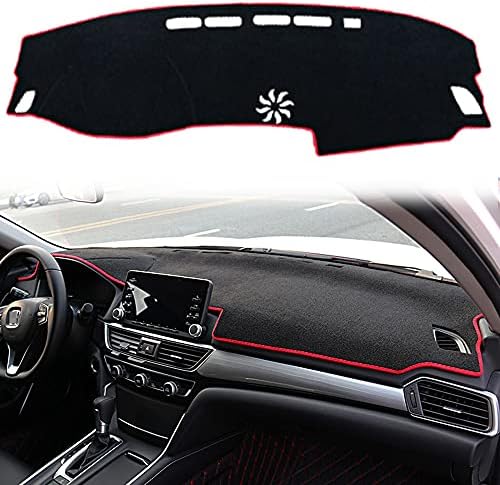 XHQ for Honda Accord Dashboard Sunshade Mat Cover Fit for Accord 2018 2019 2020 2021 2022 Nonslip No Glare Dash Protect Cover Without HUD Function (Red Edge)