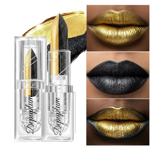 Image of Depuplum Black Gold Lipstick Glitter Lipstick for Women One Stroke Two Tone