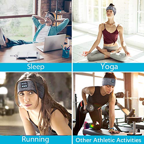 Sleep Headphones, Bluetooth Sleep Headphones,Headband Headphones with Built -in Speakers, Sports Headband with Bluetooth Headphones for Sleeping, Running, Yoga (Grey) - Thumbnail 6