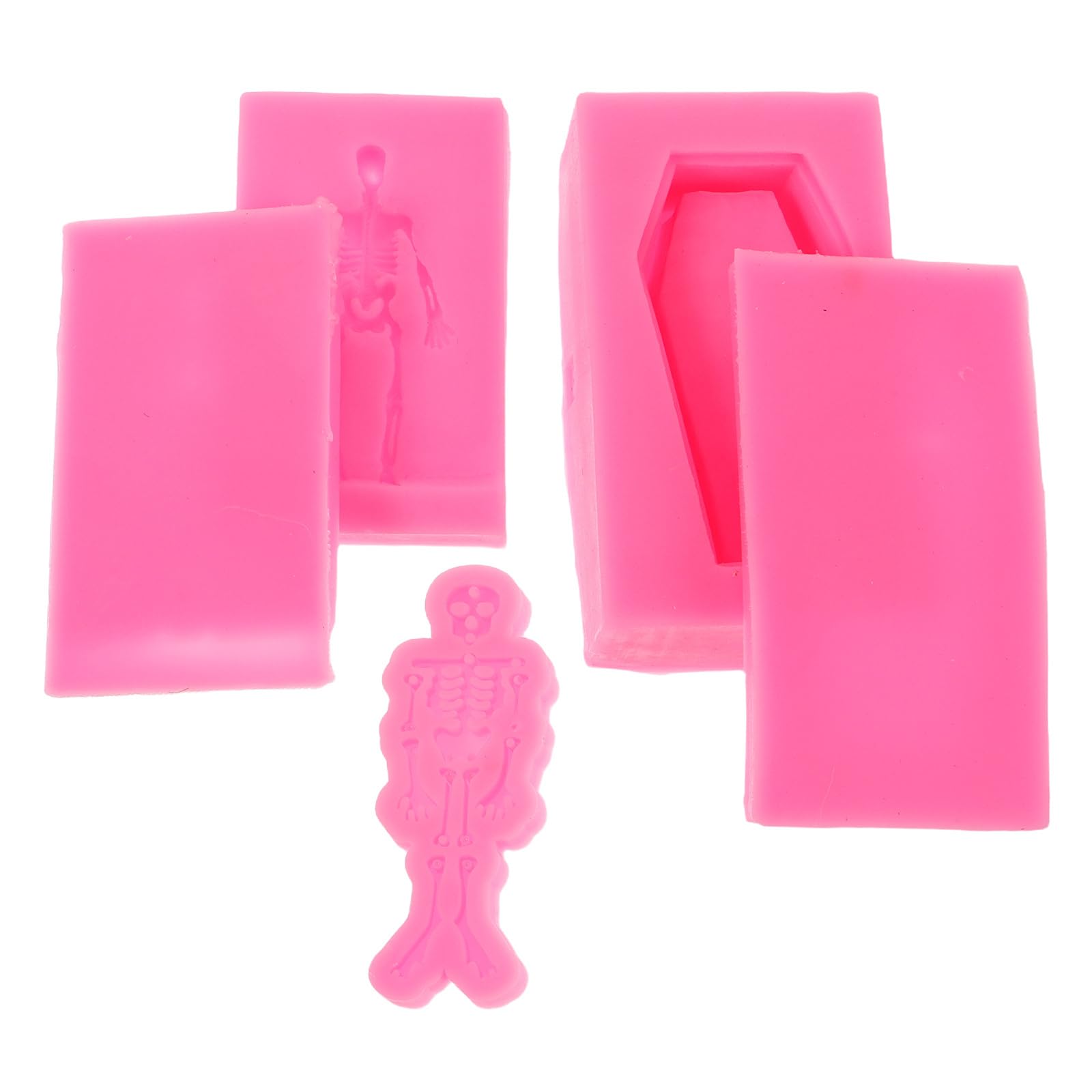 Moule à Cercueil en Silicone Rose 3pcs, pour Fête Halloween, Résine