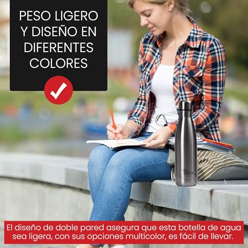 Botella de Agua Acero Inoxidable 500ml-Otto Koning-Botella Térmica con Doble Aislamiento al vacío para 12 Horas de Bebida Caliente y 24 Horas de Bebida Fría. Termo a Prueba de Fugas Libre BPA - imagen 9