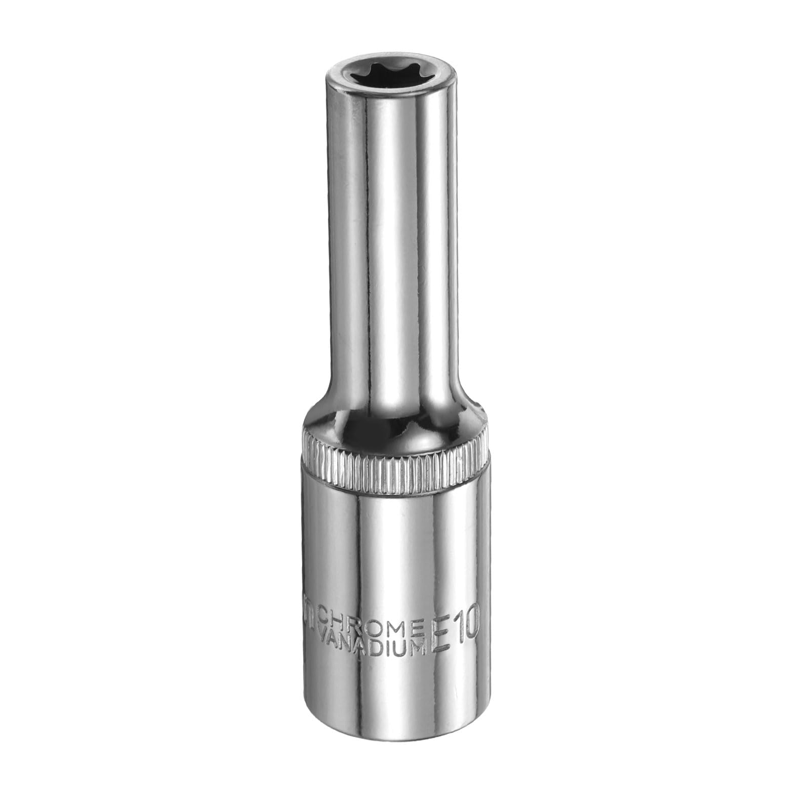 sourcing map E-Torx Socket 1/2" Drive E10 Star Female Socket 3.1" Length External Torx Deep Sleeve Chrome Plating 6 Point Spline Sleeve for Auto Repairs Home Maintenance