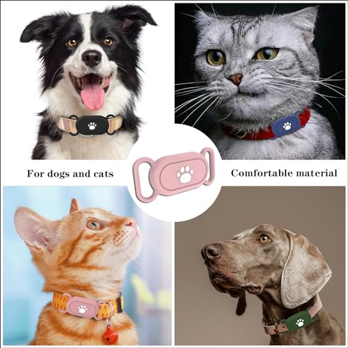 Image of Waterproof Dog Collar Holder Compatible with Samsung Galaxy SmartTag2, Silicone GPS Tracker Hidden Loop Holder for Smart Tag2, Anti-Lost Collar Tag2 Paw Case (Pink)