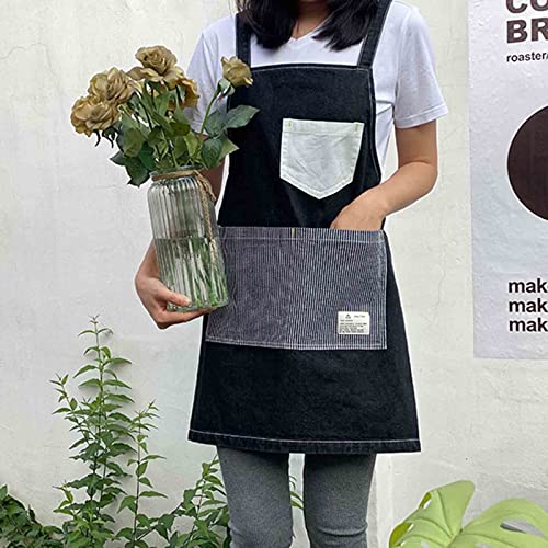 Grembiule da Barista Grembiuli da Uomo in Denim Grembiule Jean per Parrucchiere con Tasche Incrociate sul Retro per camerieri Barbecue