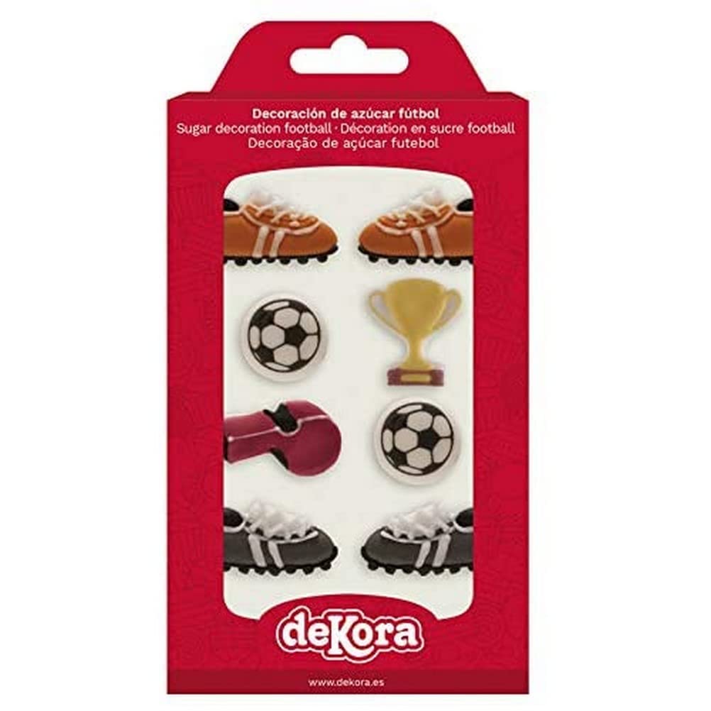 dekora Cupcakes o Tartas con Decoración de Azucar para Postres de Futbol-Pack de 8 Figuras Comestibles, Multicolor, Talla Única, 9