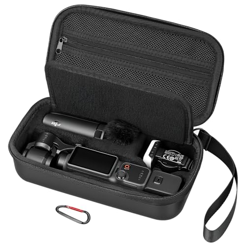 AMAZEAR Portable Carry Case for DJI OSMO Pocket 4 / Xtra Muse Pocket4 Accessories Hard Shell Bag for Protection Storage Organizer with Shoulder Strap Black