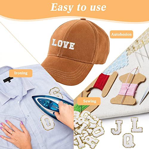 26 Pieces 3.1 Inch A-Z Chenille Glitters Patch Iron On Letters Sew On Embroidered Patches Varsity Alphabet Patches Applique Adhesive Repair Patches For Fabric Clothing Shirts (White) #TOP4