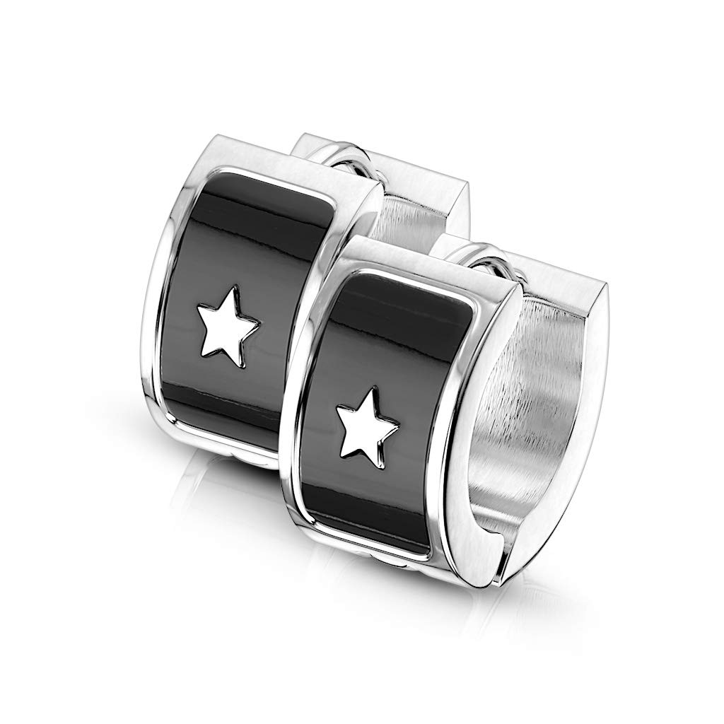 JewelryWe Sieraden heren dames oorbellen roestvrij staal kruis crucifix creolen oorclip oorclip oorketting hiphop Vaderdag cadeau, Roestvrij staal