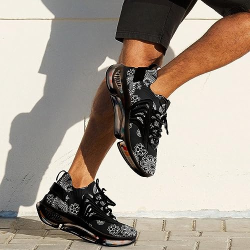 Black and White Bandana Print Men's Running Shoes Walking Sneakers for Women Athletic Lightweight Breathable Shoes4