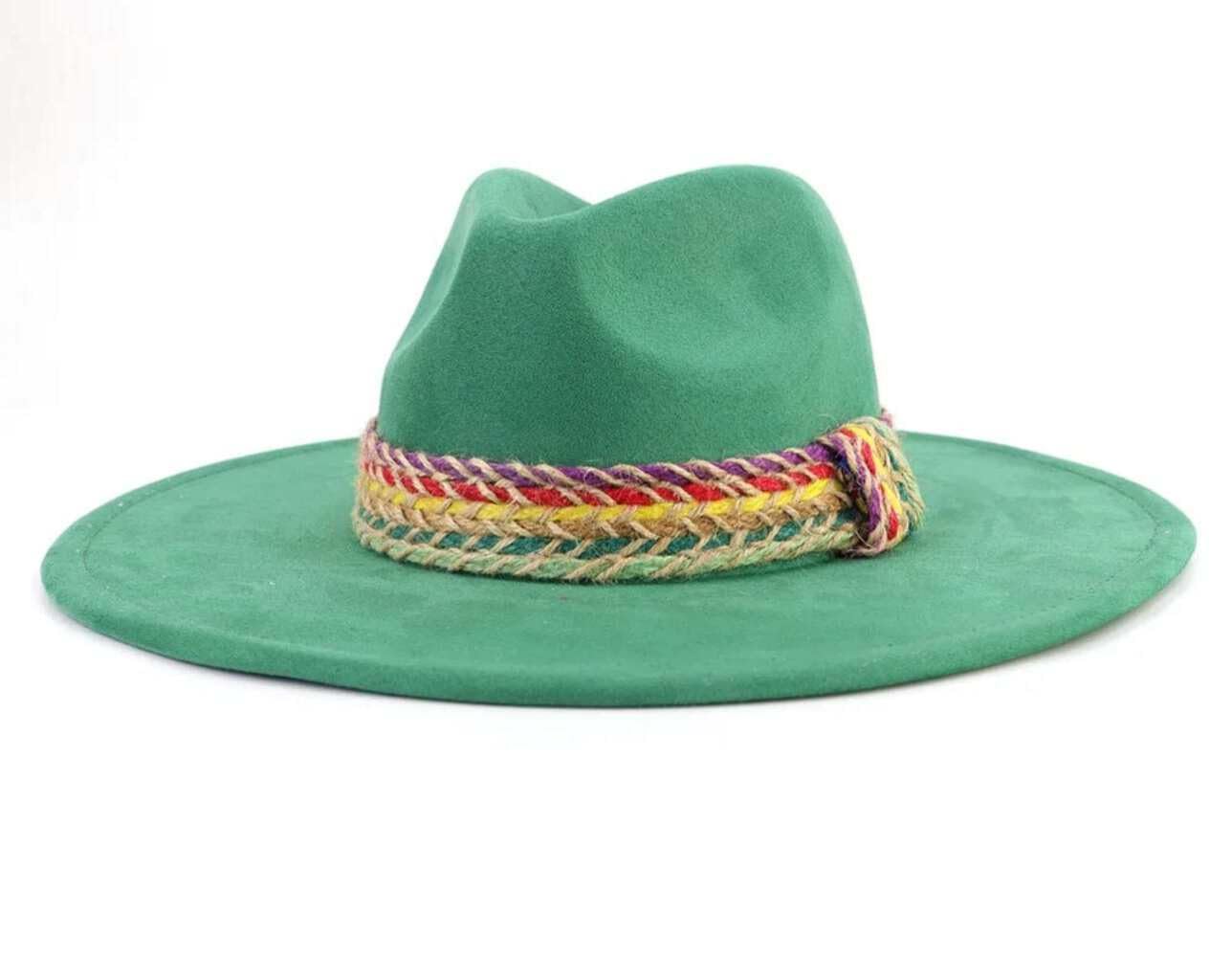 Premium Banded Suede Fedora Green