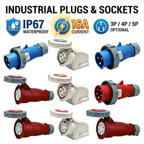 Base de enchufe industrial angular 16A 5P con estanqueidad IP67 de 220-415V 8