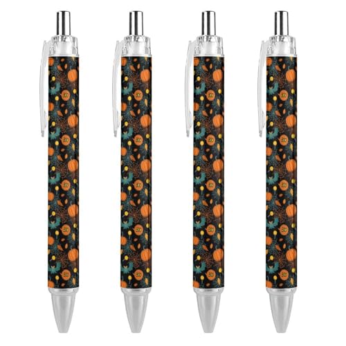 Bolígrafo de gel negro retráctil de Halloween con punta fina de 0,5 mm y motivo de calabaza