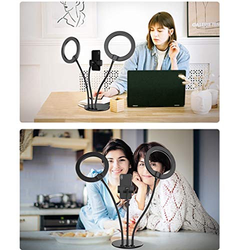 WYH Makeup Licht Doppelringlicht mit runden Standphone-Halterungen 3 Lichtmodi für Smartphone Live-Streaming-Zoom… – Bild 4