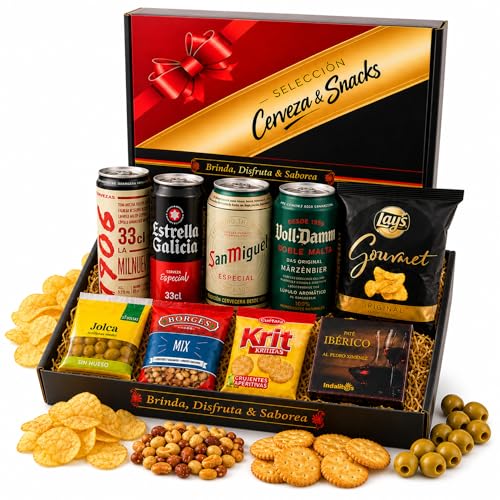 Cesta de Cerveza para Regalo con cerveza Estrella Galicia, Paté Ibérico, aceitunas y Picoteo · Pack Cervezas para Regalar Hombre, Cumpleaños y Día del Padre · Selección Cervezas & Snacks ACROL Cesta de Cerveza para Regalo con cerveza Estrella Galicia, Paté Ibérico, aceitunas y Picoteo · Pack Cervezas para Regalar Hombre, Cumpleaños y Día del Padre · Selección Cervezas & Snacks ACROL