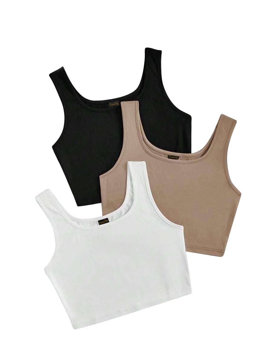 Top for Women | Lycra Top for Women | Crop Top for Women | Black White Beige Top for Women | Short Top for Women | Western Top for Women| Pack of 3 Tops | Black White Beige Combo Top