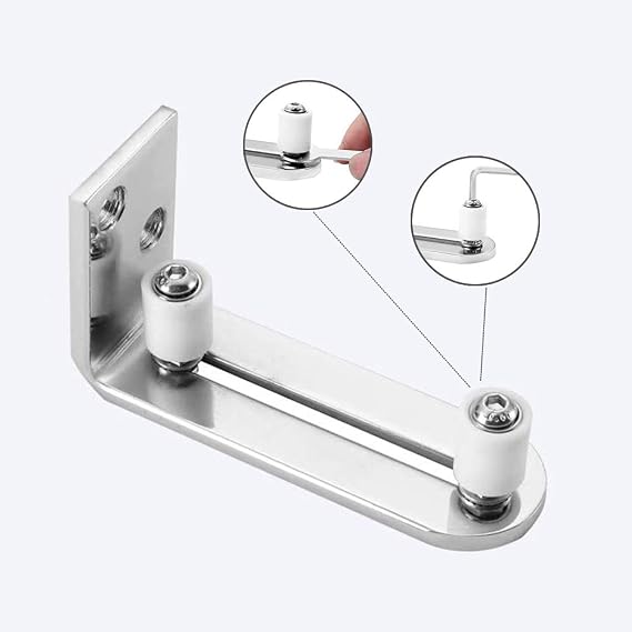 Chrome Plated Floor Guide Adjustable Wall Mounted Sliding Barn Door Guide Ball Bearing Design Lay-Flat Bottom System(gifsin)